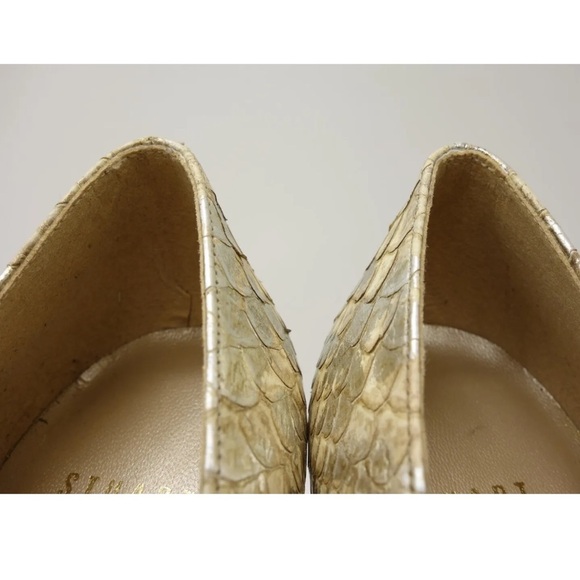 Stuart Weitzman Metallic Gold Snakeskin Heels Pumps stiletto shoes almost new 10 - Picture 4 of 13